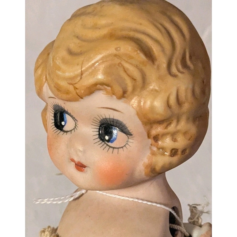 Bisque Kewpie Style Doll Google Side Eyes Flapper Japan Articulated Arms 8" Vtg - Picture 14 of 16
